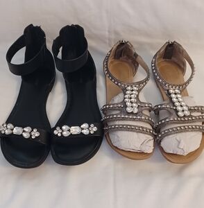 Express Black & Gray Sandals with Studs Bundle Size7
